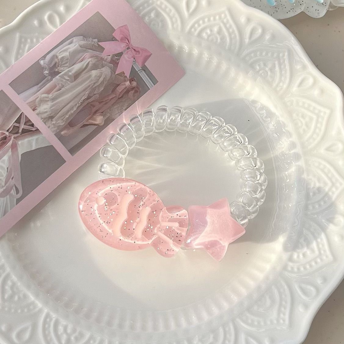 고운 핑크 도미 + 별 전화반지 [핑크]