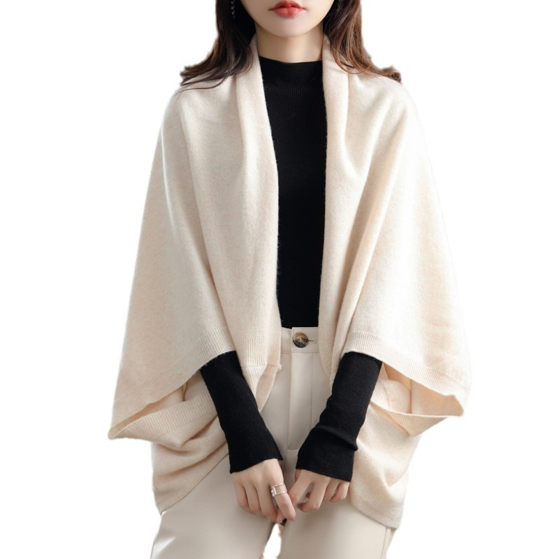 Otoño aire acondicionado chal bufanda blusa cabo pura lana punto cardigan más tamaño mantón ropa de protección solar para las mujeres gruesas