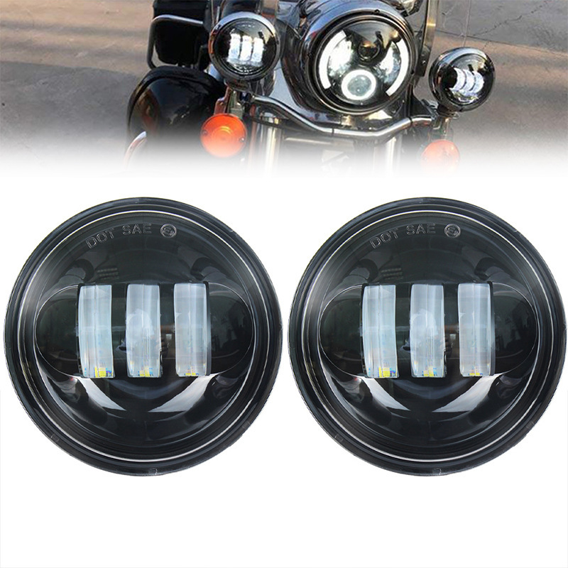 4.5-Inch 30W Fog Lamp Black Without Angel Eyes Suitable for Harley-Davidson Modified Steering Auxiliary Side Lights