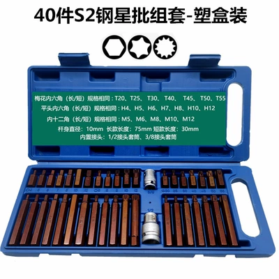 Twelve-Point Spline Bit Automotive Repair – Mühərrik tənzimləmə alətləri - 40-pieces-s2-steel-star-batch-plastic-box