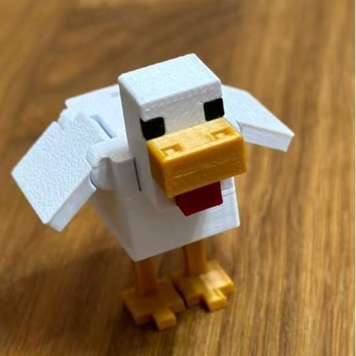 跨境新品3D打印我的世界白羽鸡可动钥匙扣3d打印玩具桌面摆件手办|undefined