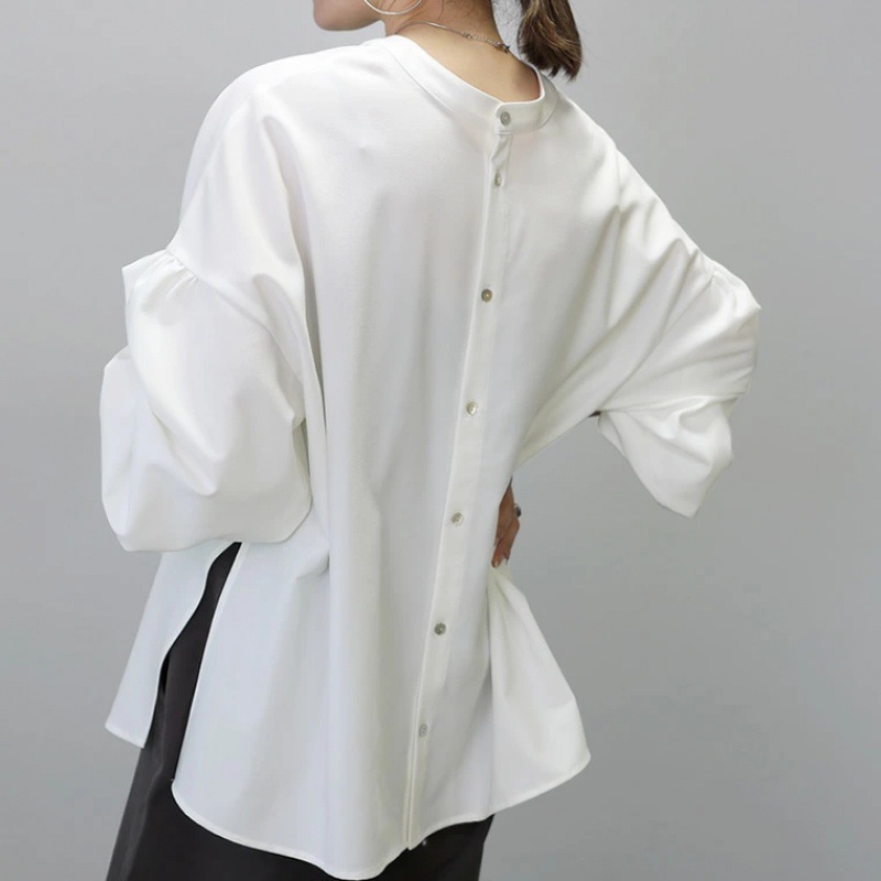 Autumn Japanese small design long-sleeve with a round collar