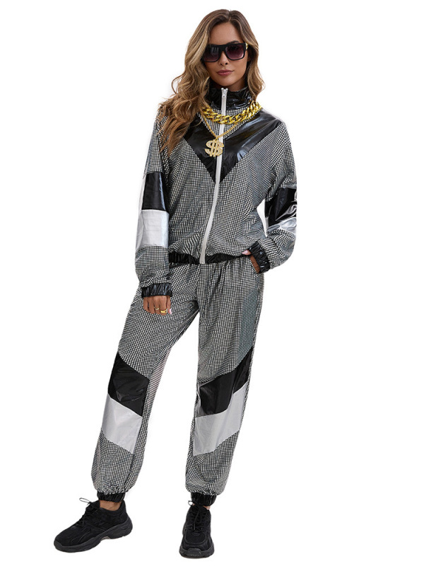 2025 クロスボーダー 80 年代ディスコ スポーツウェア ジャケットとパンツ コスプレ パーティー ステージ パフォーマンス服|undefined