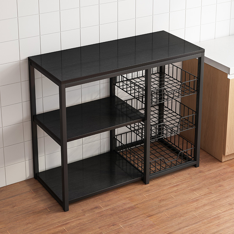 Estante de almacenamiento de cocina de pie mesa de corte de vegetales domésticos horno de microondas gabinete de almacenamiento eléctrico estante de almacenamiento de olla multifunción