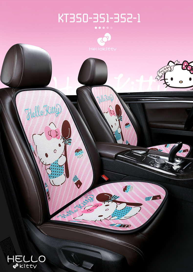 kitty cartoon car cushion single piece three-piece set goddess Four Seasons universal small waist summer car cushion Main driving