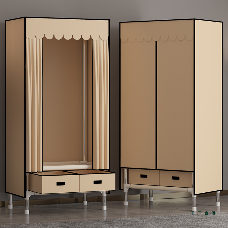 Simple Wardrobe Modern Simple Economical Cloth Wardrobe Strong and Durable Assembled Fabric Storage Wardrobe with Drawers