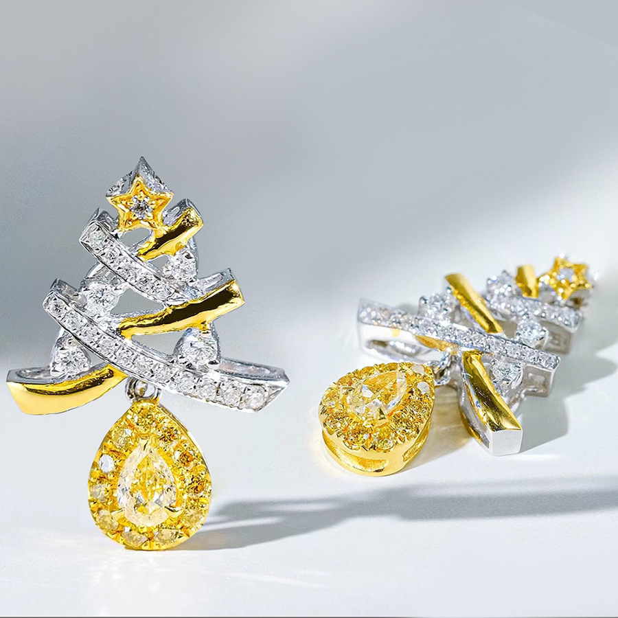 ED161 Gorgeous Yellow Diamond 925 Silver Needle Female earrings…