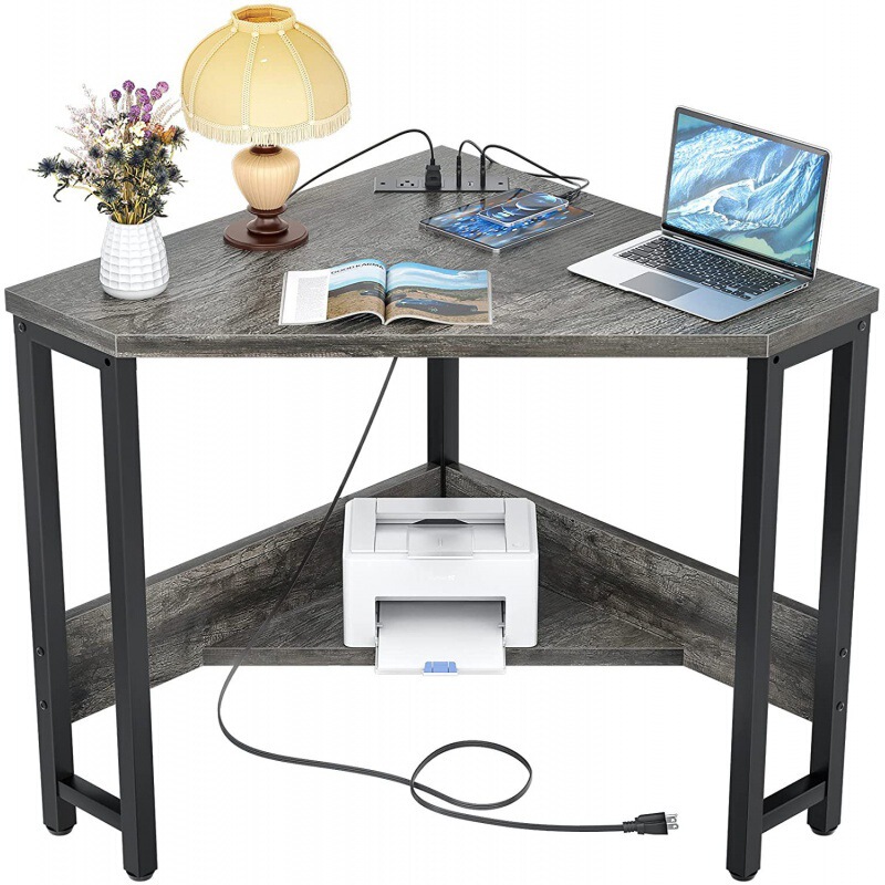 Home Office Corner Desk with Outlet Small Space Computer Desk with USB Ports Triangle Desk Bedroom Home Office Corner Desk with Outlet Small Space Computer Desk with USB Ports Triangle Desk Bedroom