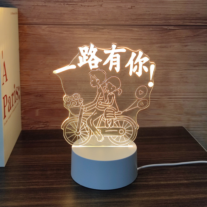 Mayorista 3D lámpara de noche creativa estereoscópica dormitorio protección de ojos lámpara de cabecera de cama led lámpara de ahorro de energía dormitorio del corazón de las niñas