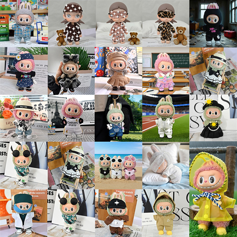 Labubu Doll Clothes 17cm Doll Dress-Up Bubble Mart Doll First, Second and Third Generation Clothing