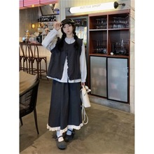 大码学院风一整套ootd穿搭女装秋季2024新款胖MM半身裙高级感套装