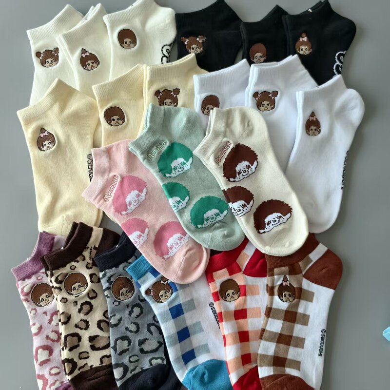Japanese-Style Embroidered Monchhichi Socks, Export Short Socks, Adult Short Socks, Cute Cartoon Adult Socks Japanese-Style Embroidered Monchhichi Socks, Export Short Socks, Adult Short Socks, Cute Cartoon Adult Socks