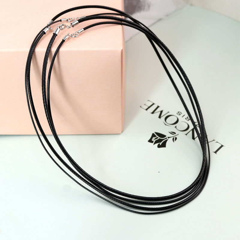 s925 Silver Buckle Wax Rope Necklace for Men and Women Wholesale Snakeskin-shaped Black Rope Pendant Simple All-match Pendant
