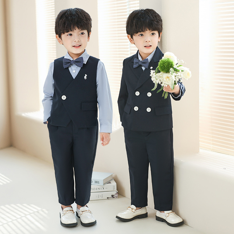 Children's Suit Suit Flower Girl's First Birthday Dress Boy's Host Piano Chorus Performance Suit Boy's Vest Set