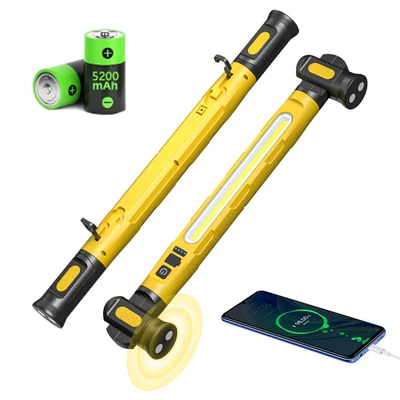 Popular repair work light, multifunctional magnetic flashlight, outdoor power bank, COB with hook, camping work light (İşçi projektorları) - yellow-5200mah-output-engine-work-light