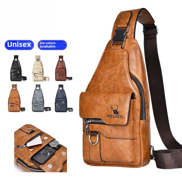 Cross-border Chest Bag Men's Retro All-match Shoulder Bag Large Capacity Waterproof Body Bag Crossbody Bag Men's High-end Sense Men's Bag