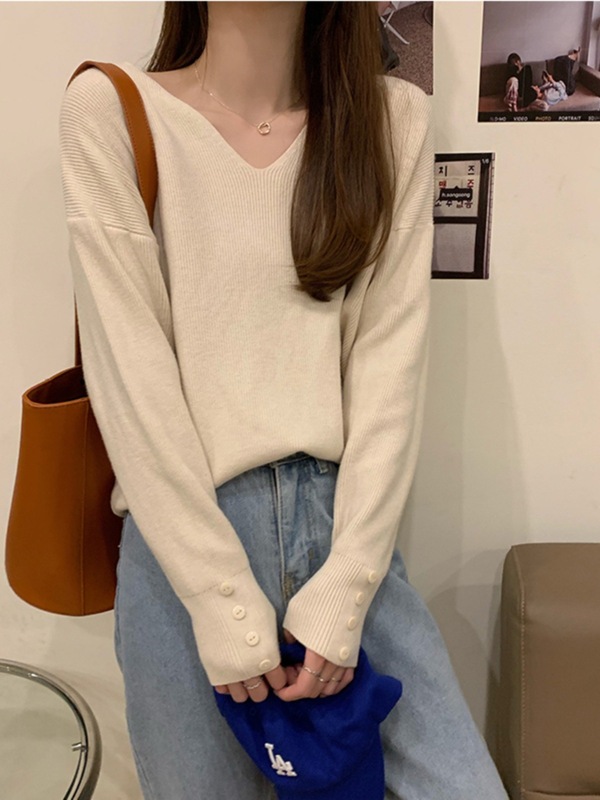 v领打底衫女夏季长袖温柔毛衣2025新款设计感小众内搭针织衫上衣|undefined