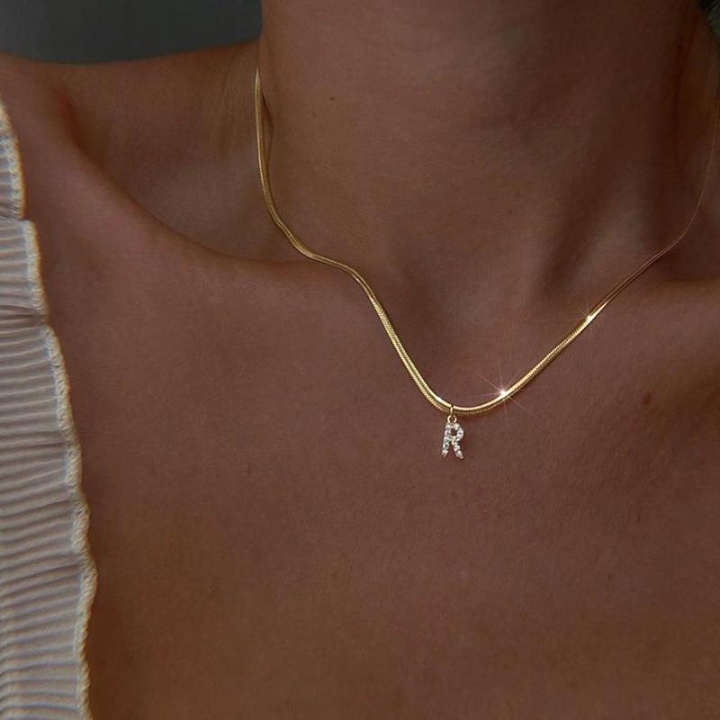 Zircon, Brass Pendant Material Zircon Inlay Material Wholesale Jewelry Fashion Letter 201 Stainless Steel Zircon Plating Stainless Steel Necklaces