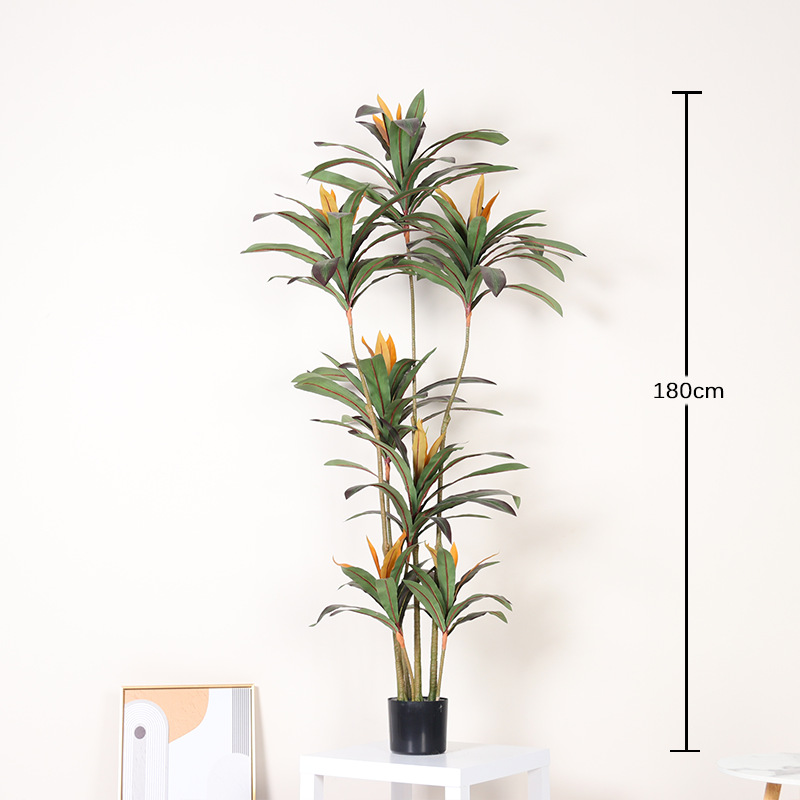 Simulación de plantas verdes Sensación avanzada Simulación de borde rojo Hierro Árbol falso Planta en maceta Sala de estar Interior Decoración Decoración Paisaje de plantas biónicas