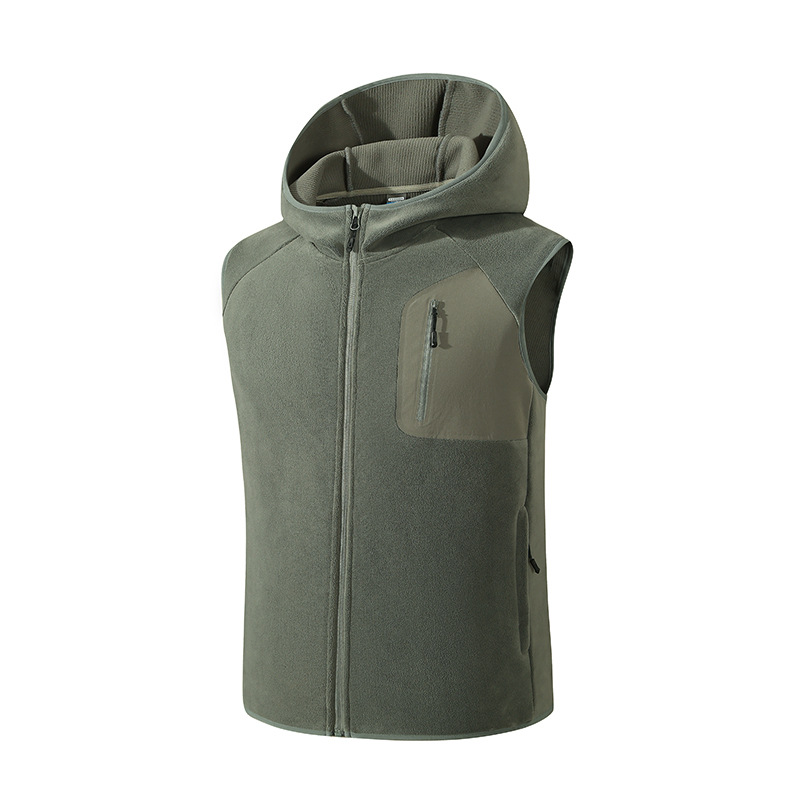 2026 Autumn/Winter Men's Fleece Vest for Outdoor Sports, Thickened and Warm with Stand-up Collar
