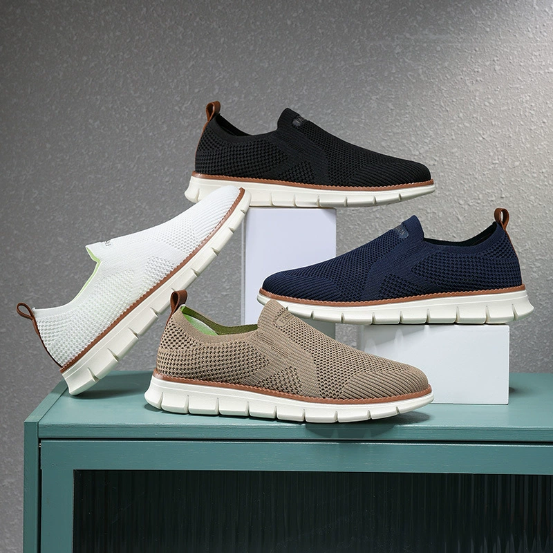 Jinjiang мужская обувь 2025 Весенняя дышащая спортивная обувь летающая трансграничная обувь большого кода мужская корейская мода модная повседневная обувь