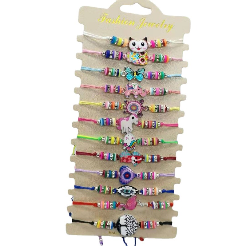 Cute Ins Style Soft Ceramic Woven Bracelet 12 Animal Jewelry Butterfly kitten Love Children's Friendship Bracelet