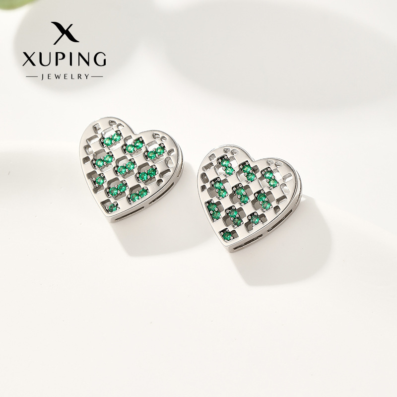 Pendientes de Aleación de Cobre con Baño Electrolítico Blanco de Xuping Jewelry, Diseño Versátil de Lujo Ligero, Venta al por Mayor