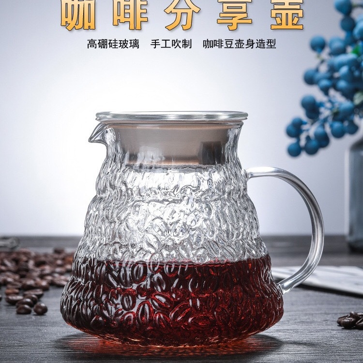 Nuevo conjunto de cafetera de café a mano, taza de filtro de escala doméstica V60 para compartir cafetera de café, cafetera de nubes de vidrio tipo goteo image 4