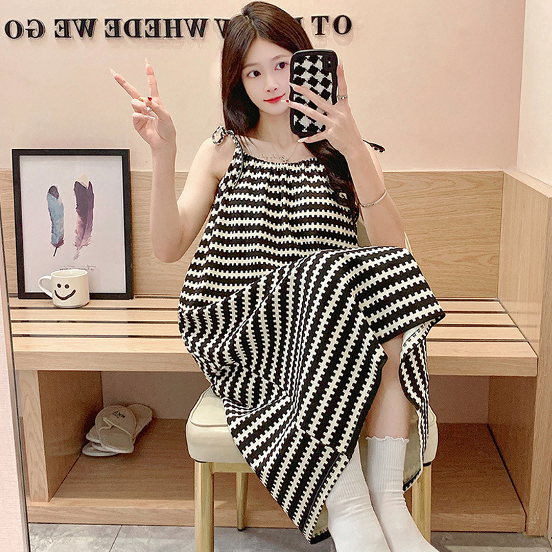 신제품 한국 스타일 잠옷 여성 잠옷 캐미솔 통기성 탄성 여성 캐주얼 캐미솔 홈웨어 클라우드 코튼