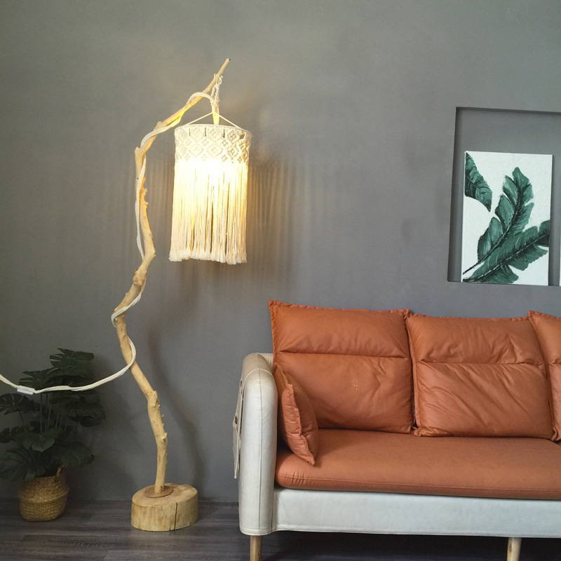 Bohemian Floor Lamp Nordic Style B&B Hotel Inn Bedroom Retro Creative Dry Branch Lamp Tassel Chandelier