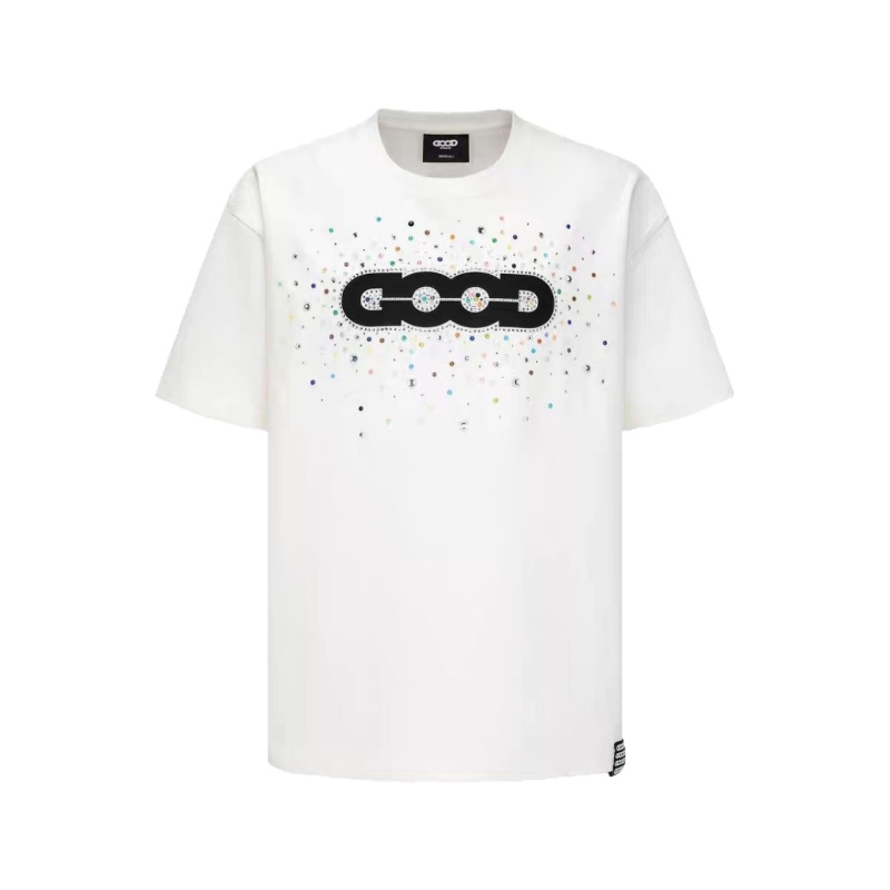 [320G ヘビーカラフルキャンディーライト高級ファッションメンズレディースプリント半袖カップルスタイル万能Tシャツ|undefined