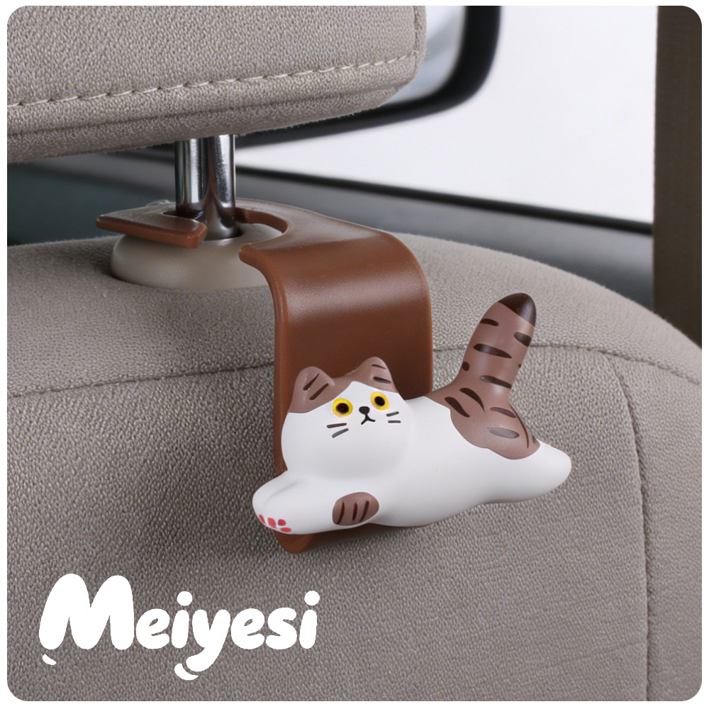 Cute Cartoon Striped Cat Car Seat Hook Car Rear Seat Back Storage Decorative Hook