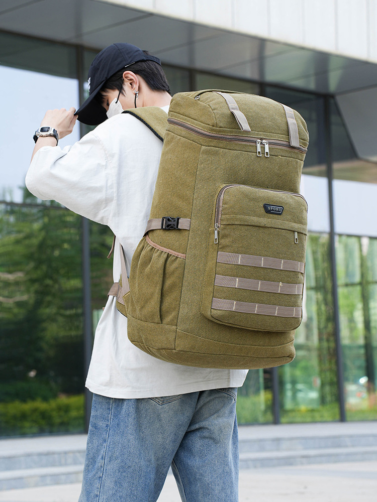 Mochila de lona resistente al desgaste transfronteriza de gran capacidad multifuncional mochila de viaje al aire libre práctica bolsa de montaña fábrica directa
