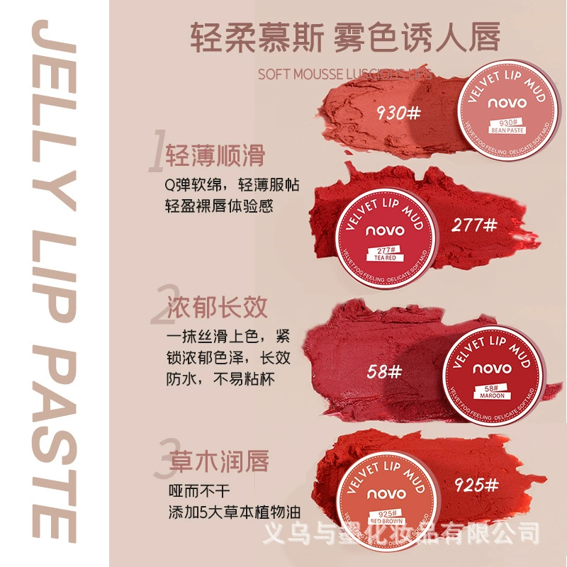 NOVO Lipstick, matte lip gloss, translucent shading