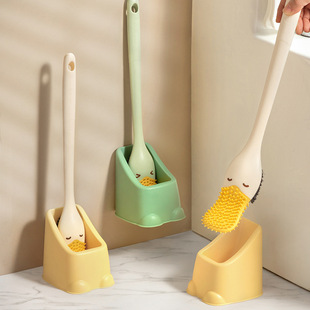 Duckbill toilet brush long handle toilet cleaning squatting pit no dead angle soft fur household wall hanging squatting pan toilet brush