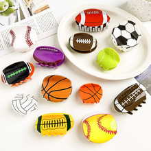 新款亚克力球类抓夹个性创意橄榄球鲨鱼夹盘发夹子跨境发夹发饰女