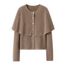 现货2025年秋新品宽松镂空菱形针织开衫FKFVHKFNKWT172W2