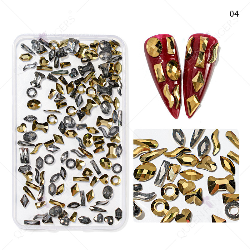 Accesorios de uñas de forma especial de diamante mezclado AB color mágico taladro de uñas plana diamante en forma especial DIY resina de uñas pegatinas de diamantes de imitación