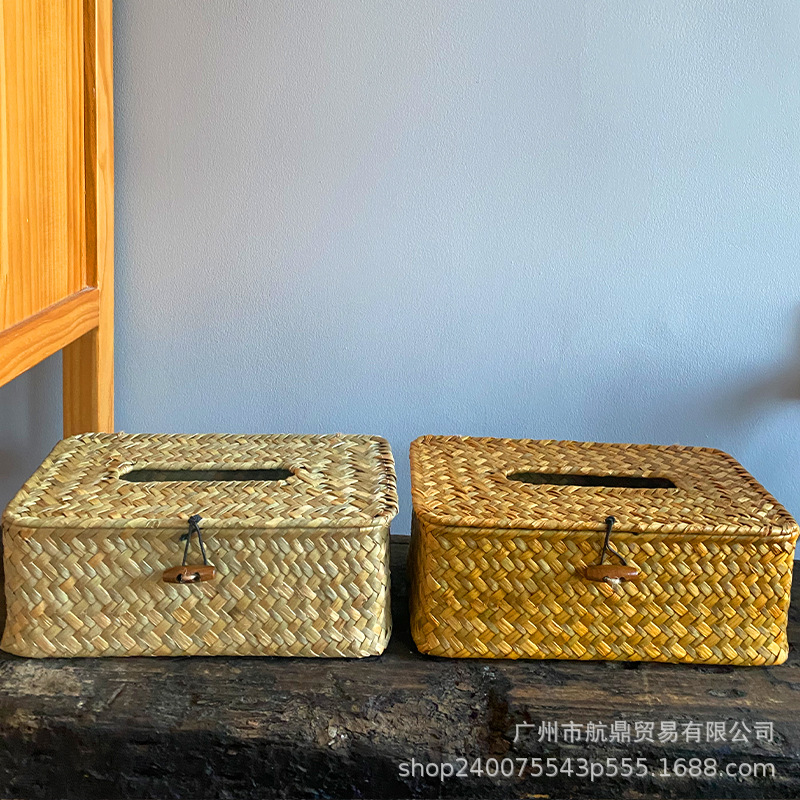 Pu Haicao tejido a mano caja de toallas de baño de alta calidad encantadora casera de viento tranquilo de alto valor facial