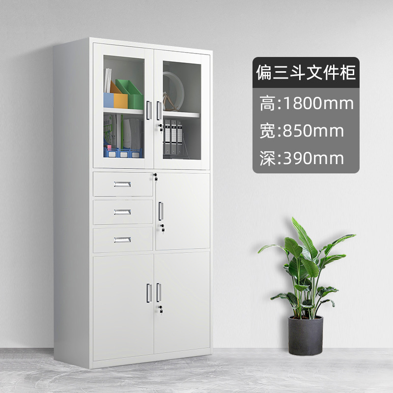 鋼製書類棚事務室資料棚財務証明棚鉄皮収納棚書類棚鍵付き低い棚メーカー