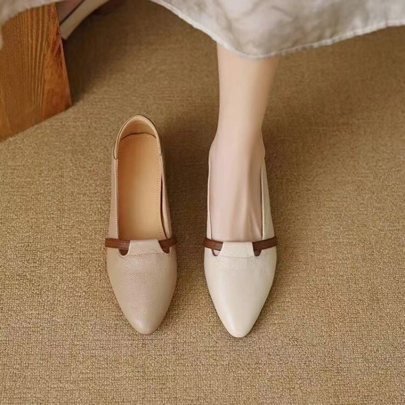 Retro Damen Pumps Aus Leder Mit Stiletto Absatz Und Rundkappe_voghion.com