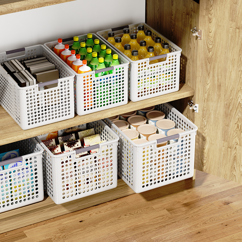 US4A零食杂物收纳箱玩具整理筐家用塑料储物盒厨房橱柜篮子桌面置