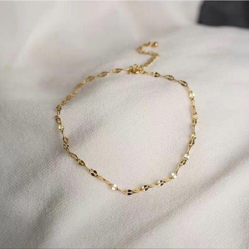 Korean style ins style Internet celebrity titanium steel anklet women's lip chain bracelet anklet simple fashion sexy personality anti-fading