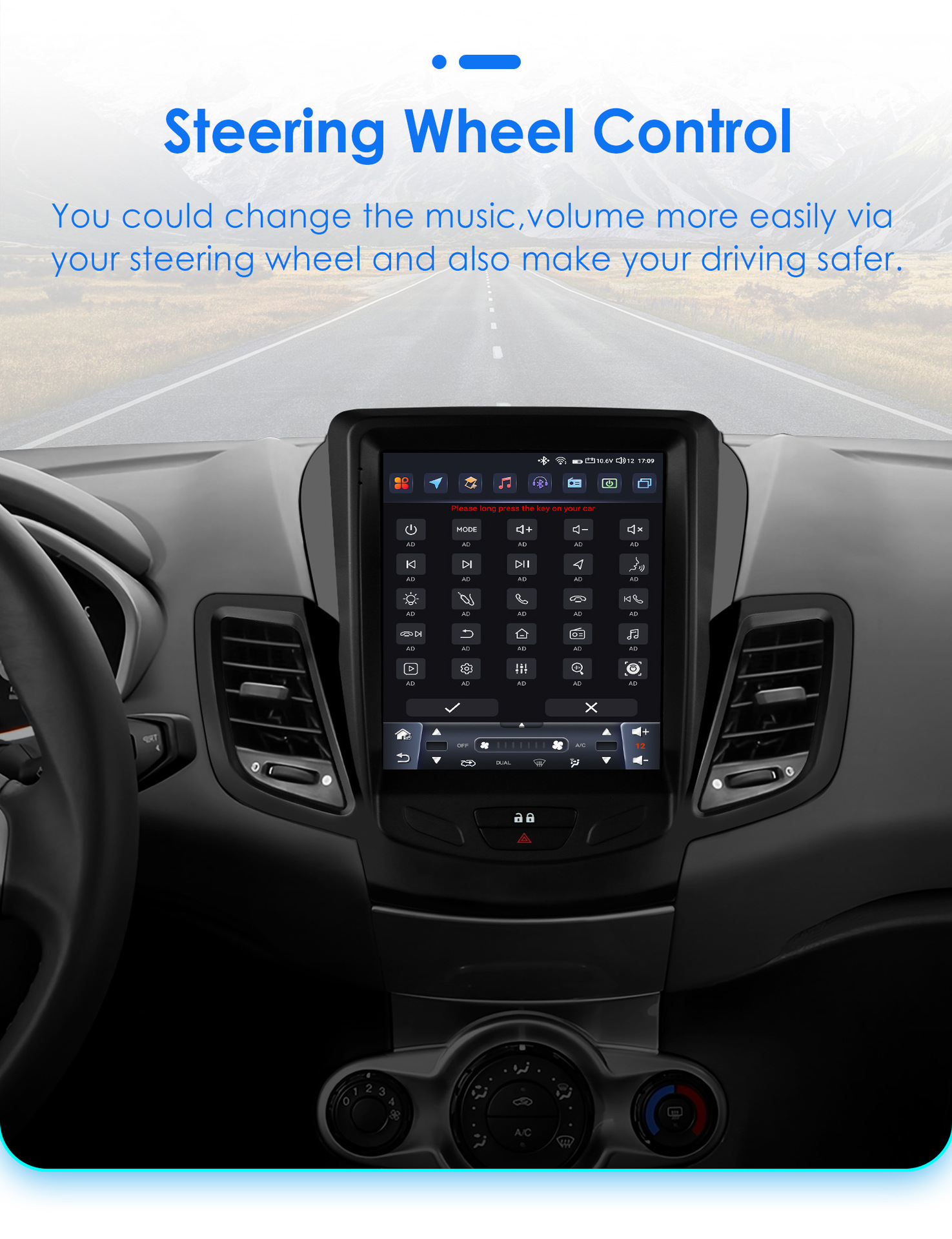 Central Control Navigation Is Suitable for Ford Fiesta 09-16 Models with Vertical Screen Bluetooth Player Multimedia Navigation System