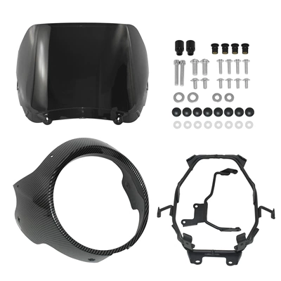 Motorcycle front windshield – Honda Gb350/S 23-24 Modified - carbon-headlight-cover-smoked-black-windshield