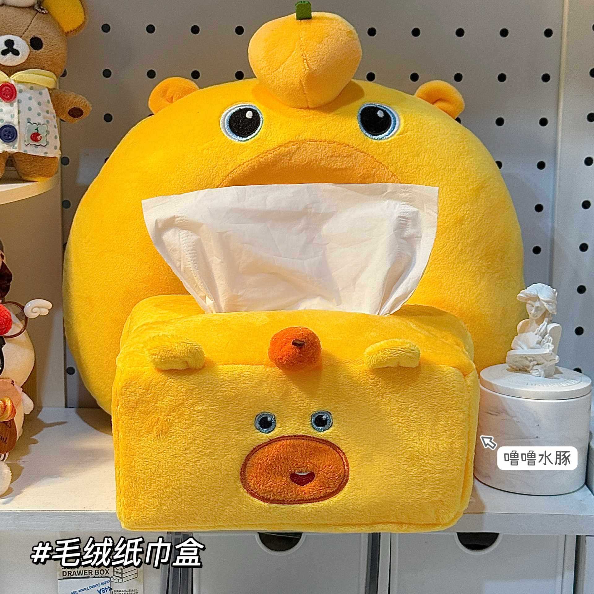Cartoon Rilakkuma Plush Tissue Box for Home Use, Living Room, Bathroom, Car, Creative Napkin Holder for Home Use