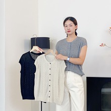 0816-146夏季云朵亚麻超软针织开衫上衣女装