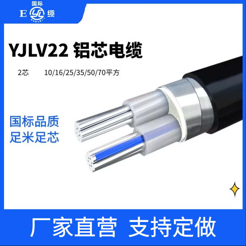 YJLV22铠装地埋铝芯电缆线2芯10/16/25/35/50/70平方电线电缆