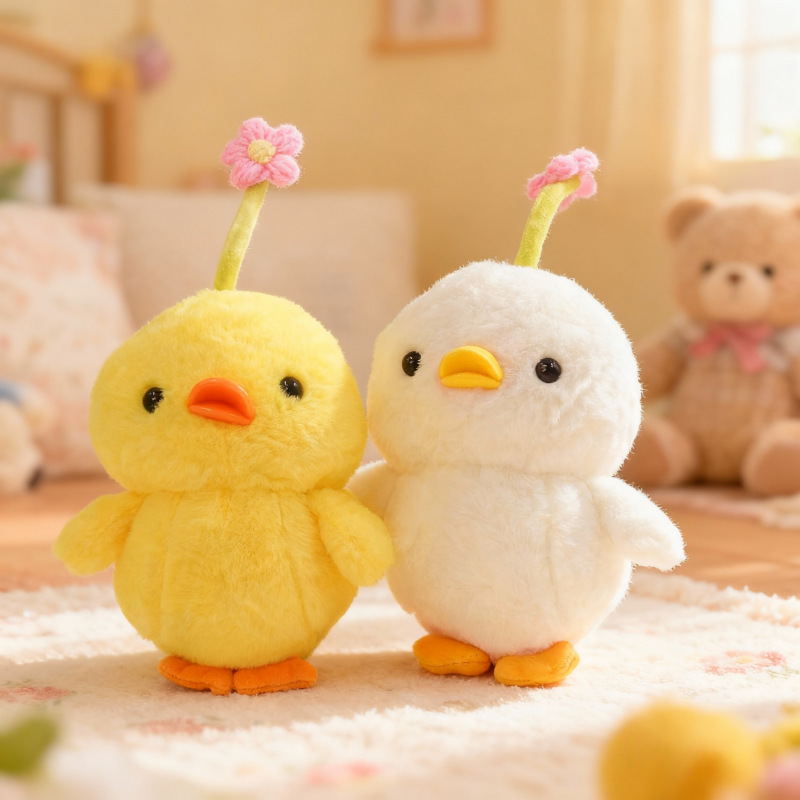 Cute alegre pollo juguete de peluche muñeca muñeca para niños agarrar muñeca mesa acompañada de decoración regalo de cumpleaños para chicas