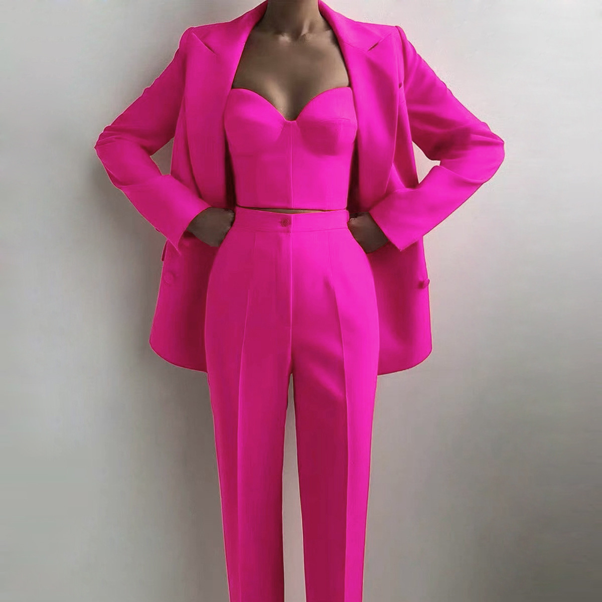 Women's Pant Suit Three Piece Set Professional Commuter Office Wear_voghion.com